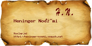 Heninger Noémi névjegykártya